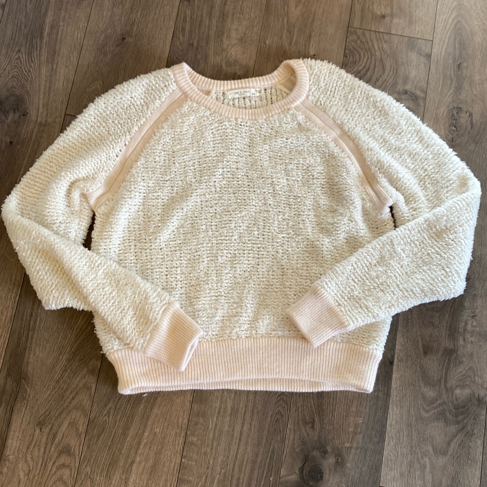 Rag & Bone Womens Brooke Wool Blend Crewneck Ivory Boucle Knit Sweater  A150